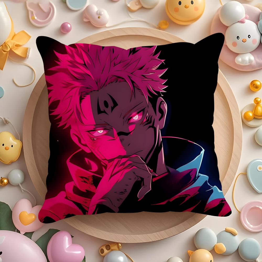 J-Jujutsu anime K-Kaisen Cushion Cover Home & Car Multi-Scene Pillow Cover - Reversible, Soft & Durable for Daily Use