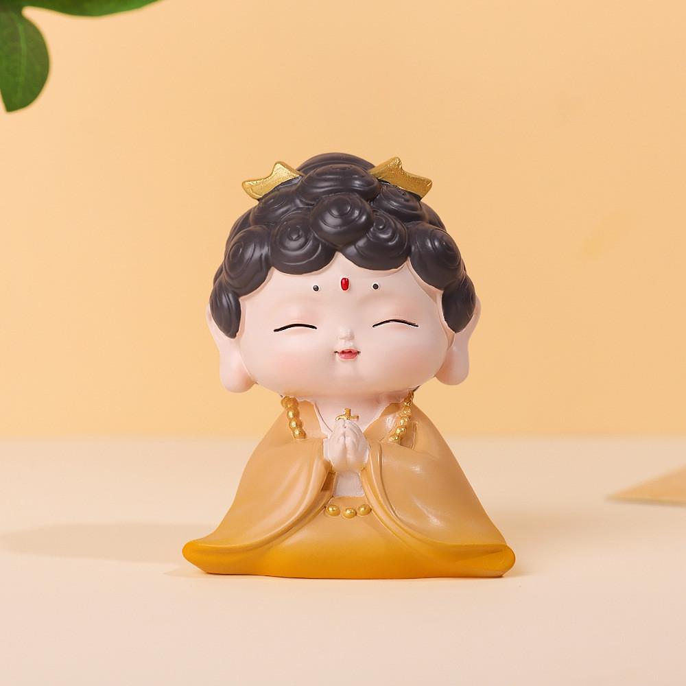 Buddhist Blessing Resin Figurine With Lotus Base For Home Decor And Giftgiving