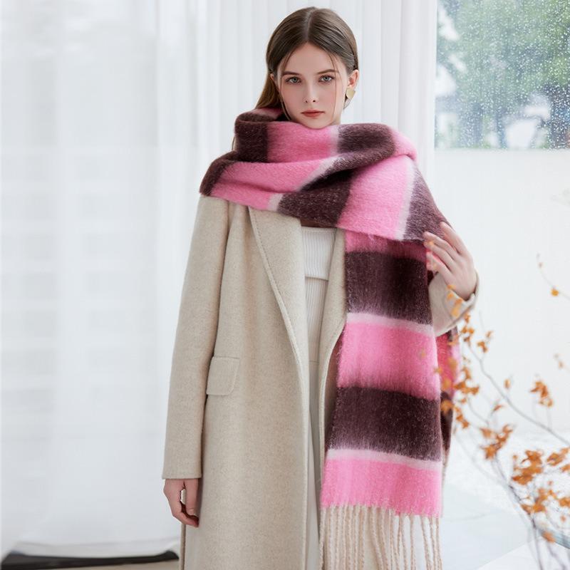 Thickened Warm Imitation Cashmere Scarf Women's Winter Fringed Scarf Retro Fashion Scarf Shawl