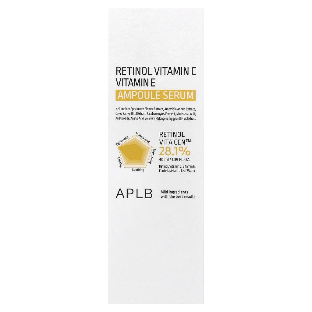 APLB, Retinol Vitamin C and Vitamin E Ampoule Serum, 40ml (1.35 fl oz)