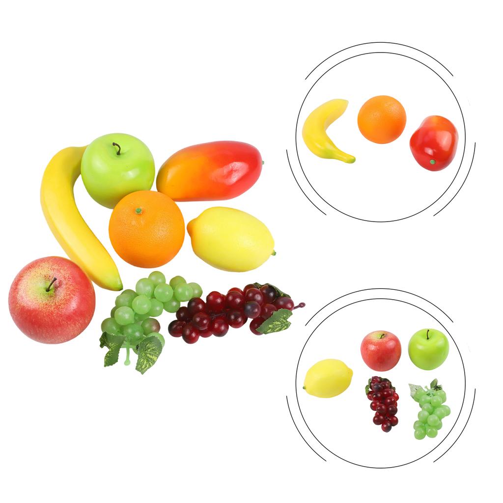 8PC Lifelike Artificial Fake Fruit Plastic Simulation Orange Banana Grape Lemon Market Party Ornament Kitchen Wedding Decor Prop