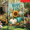 Happy Autumn Pumpkin_ Sunflower And Maple Leaf Thanksgiving Garden Flag_4-28X40 Inch Outdoor Garden Flag Double-Sided Home Decoration Courtyard Decora