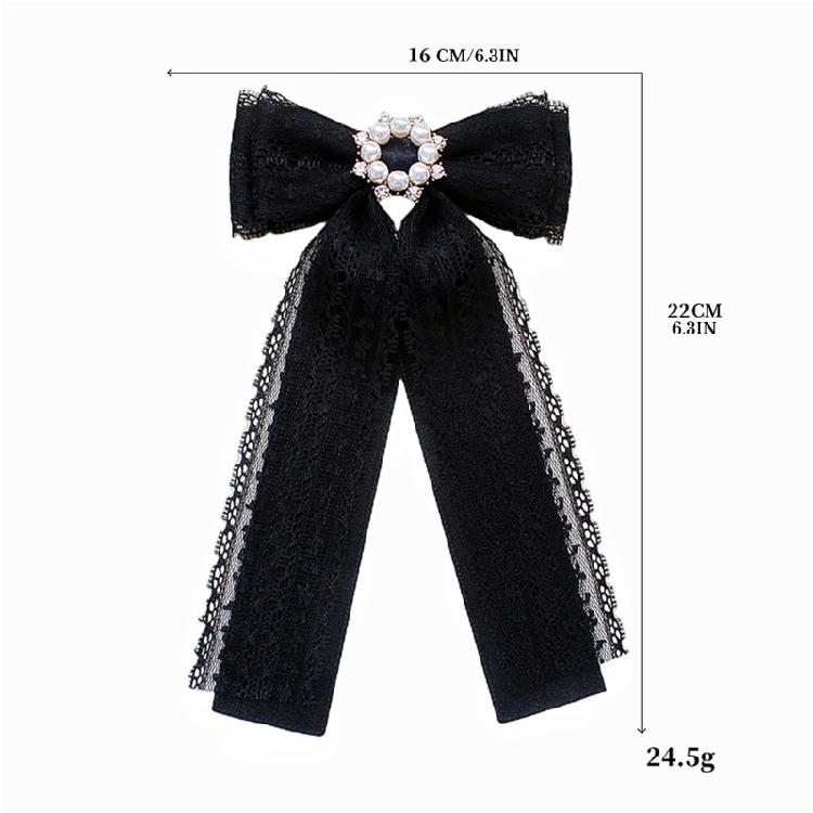 Women's Ribbon Bowtie Brooch Pin Student Uniform Pre Tied Necktie Clip Crystal Pearls Bowknot Corsage Shirt Jabot Collar