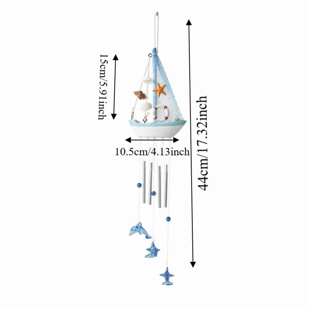 Shell Star Nautical Sailboat Wind Chime Tassel Hanging Ornaments Small Boats Models Home Decor