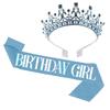 1 Set Universal High Durability Lightweight Birthday Crown Headgear Decoration with Sash for Party