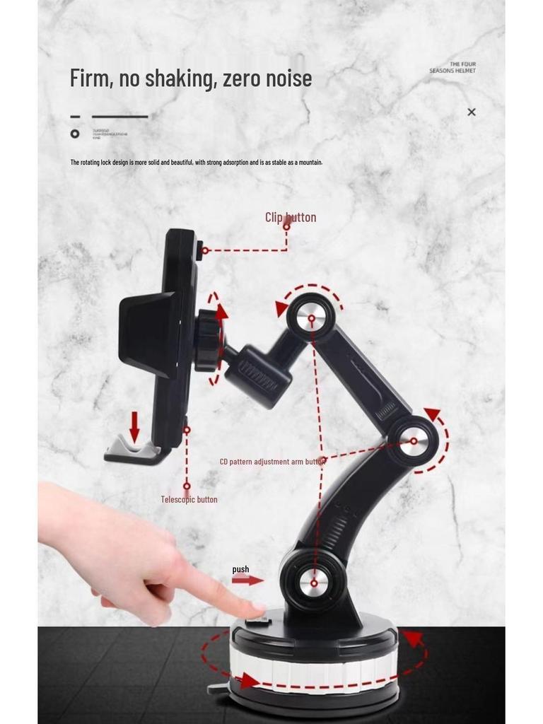 Universal Car Phone Holder with Rotating Suction Cup for Dashboard/Windshield - Shockproof, Fits Cars & Vans
