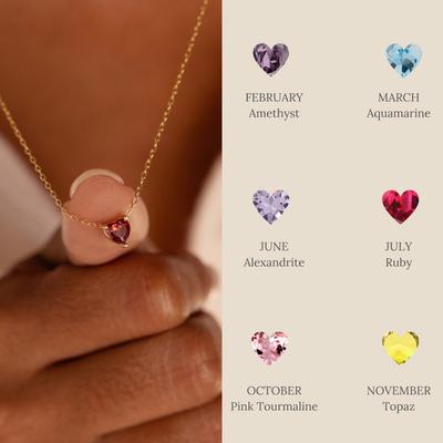 Titanium Steel High Color Retention Twelve Birthstone Necklace Twelve Birthstone Love Pendant Necklace 18K Gold
