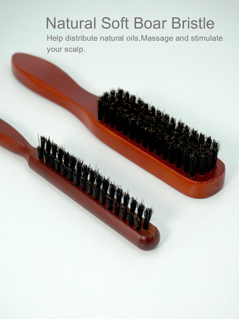 2pcs Premium Hairbrush with Wooden Handle-Reduces Frizz and Static- Scalp Massage Brush Set for All Hair Types