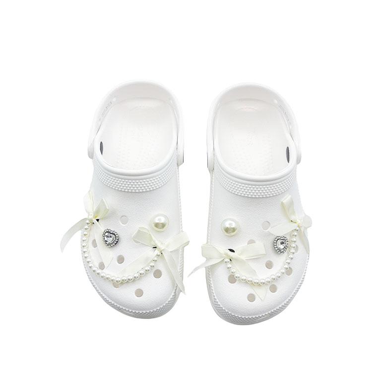 Crocs Classic Platform Lined Clog Butterfly Wings Double Fly Cute Campus Beach EVA Versatile Niche Hole Shoes Unisex White