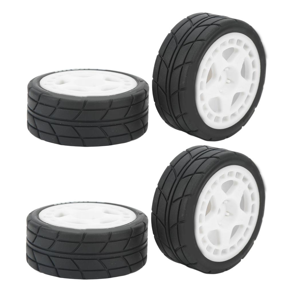 4PCS 1 10 RC Wheel Tires with Hub Fin Plastics Rubber RC Flat Wheel for Car Upgrade Parts White