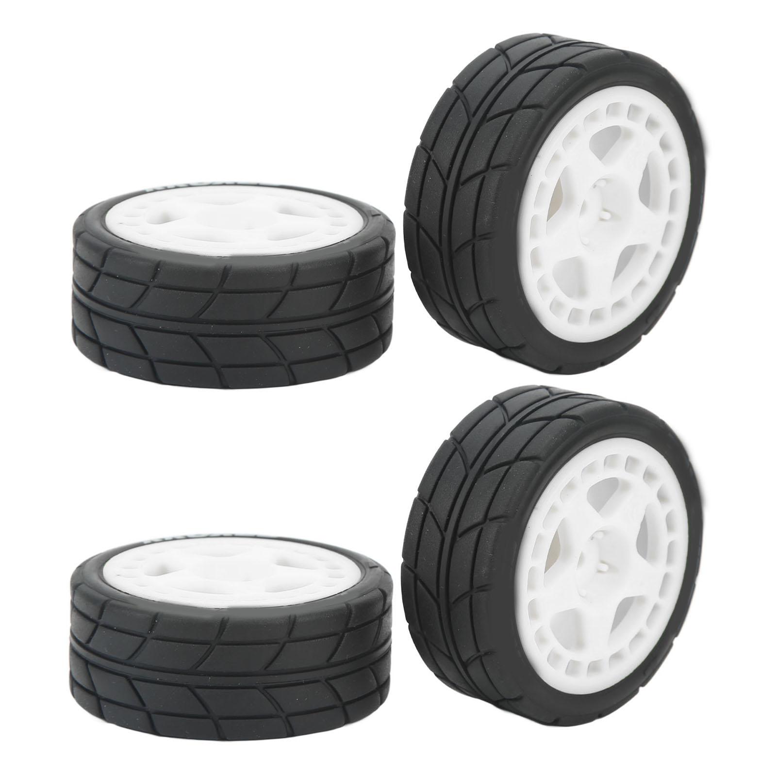 

4PCS 1 10 RC Wheel Tires with Hub Fin Plastics Rubber RC Flat Wheel for Car Upgrade Parts White білий