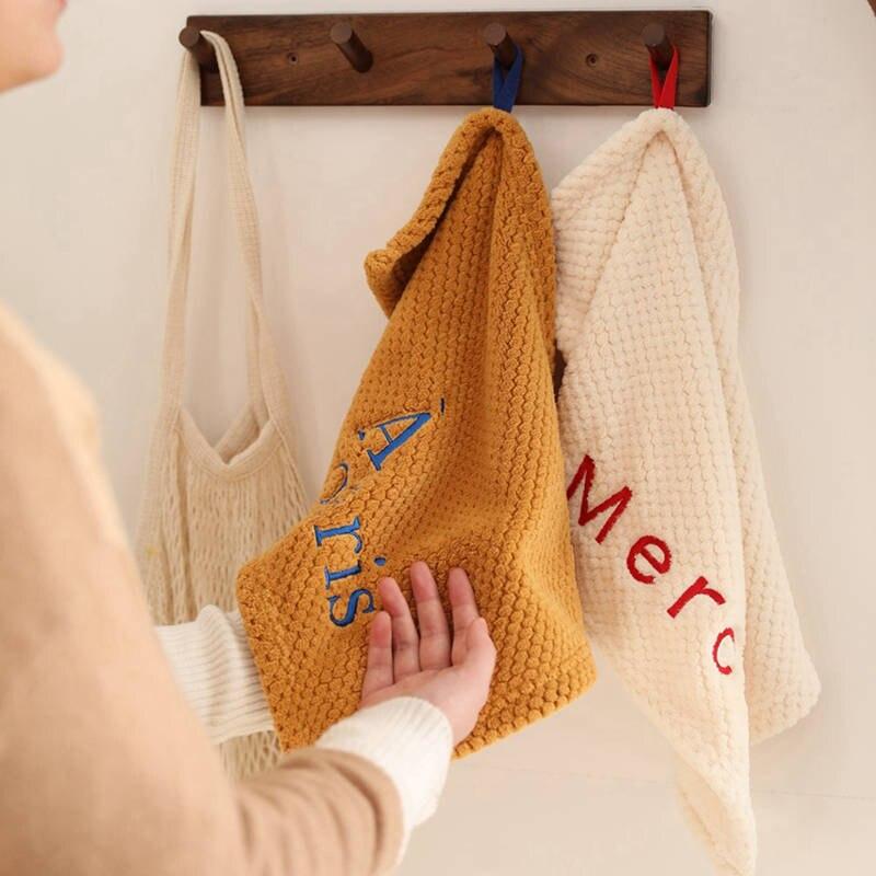 Hand Towel Embroidery Soft Water Absorbent Skin Friendly Home Bathroom