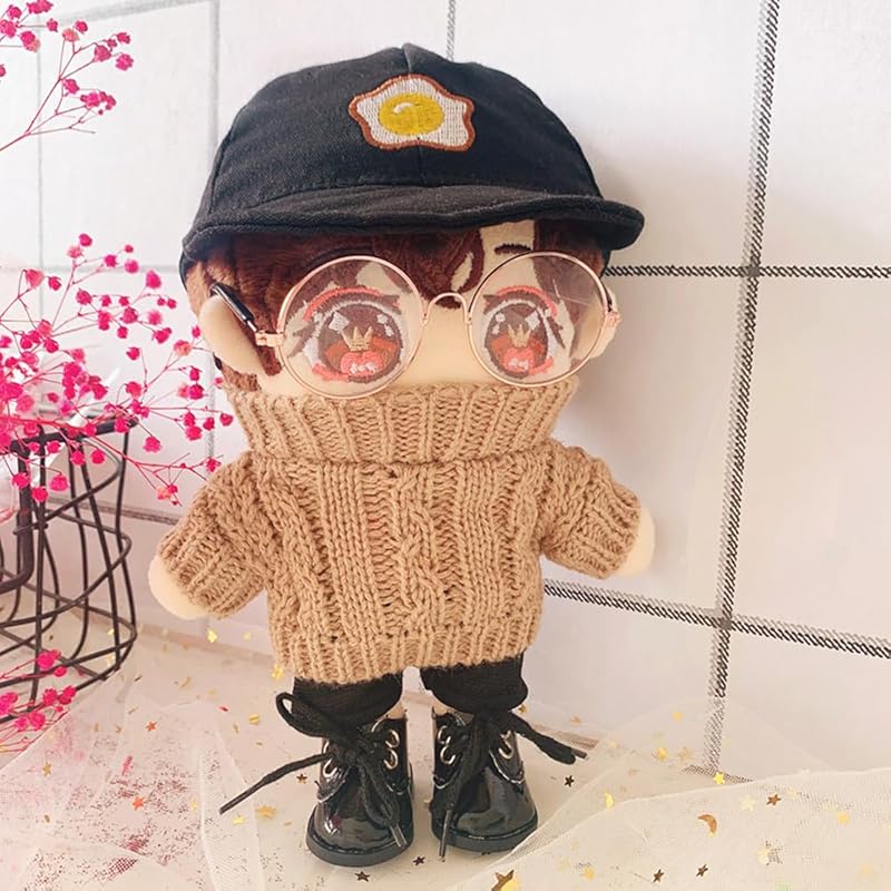 Niannyyhouse 20cm Doll Clothes Set (Hat, Sweater, and Shorts) - 3-Piece Set, Twisted Sweater, for Plush Toys, Cotton Doll Clothes, Baby Doll Clothes