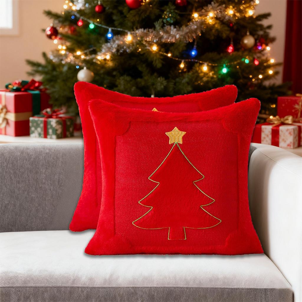 Christmas Tree Pillowcase 18x18 Inch Christmas Winter Print Decorative Pillowcase Retro Holiday Decorative Throw Pillowcase Sofa Bed Decoration