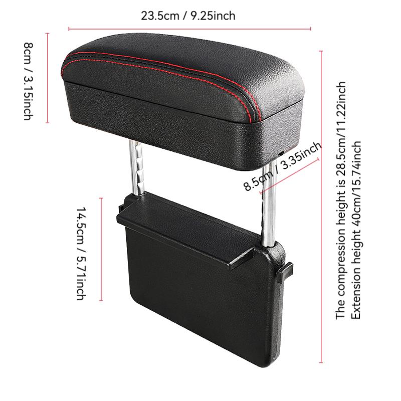 Car Armrest Box Adjustable Elbow Support Seat Gap Organizer Cushion Fit Cars SUV Truck Ergonomic Comfort Drive