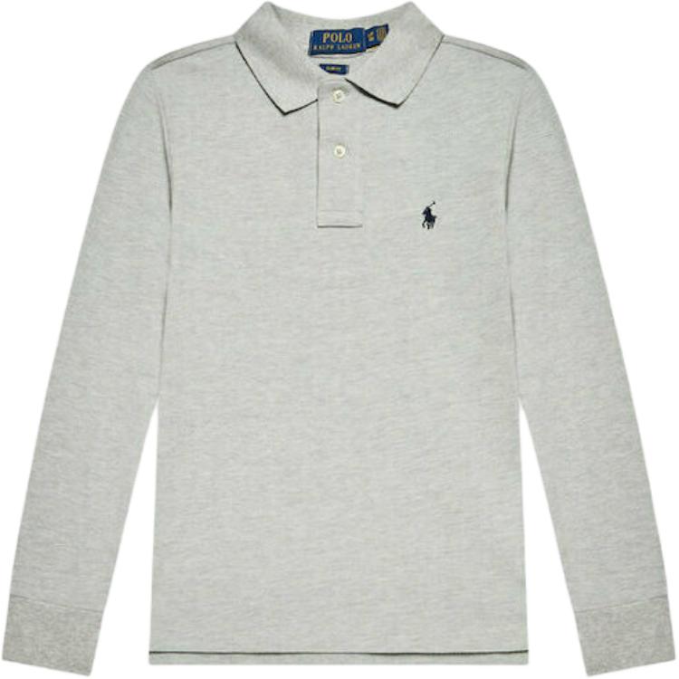 

Детская футболка Polo Ralph Lauren Однотонная Вышивка логотипа Пуловер Прямой Длинный рукав Детская одежда Серая 323703634-014 L
