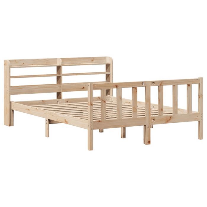 VidaXL Bed Frames with Headboard 140x190 Cm Solid Pine Wood, Bed, Bedroom Furniture, Wooden Bed, Bed 3306572
