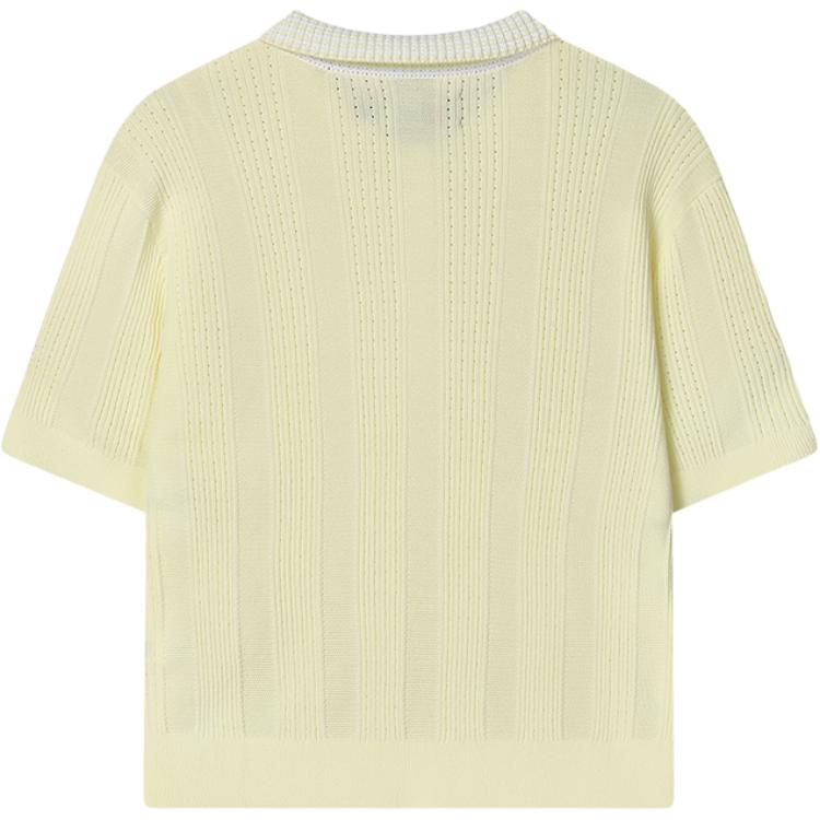 Fila White Special Solid Color Fashion Casual Comfortable Polo Short Sleeve Knit Top Women Tops Sunflower-Yellow F11W347401F-YE