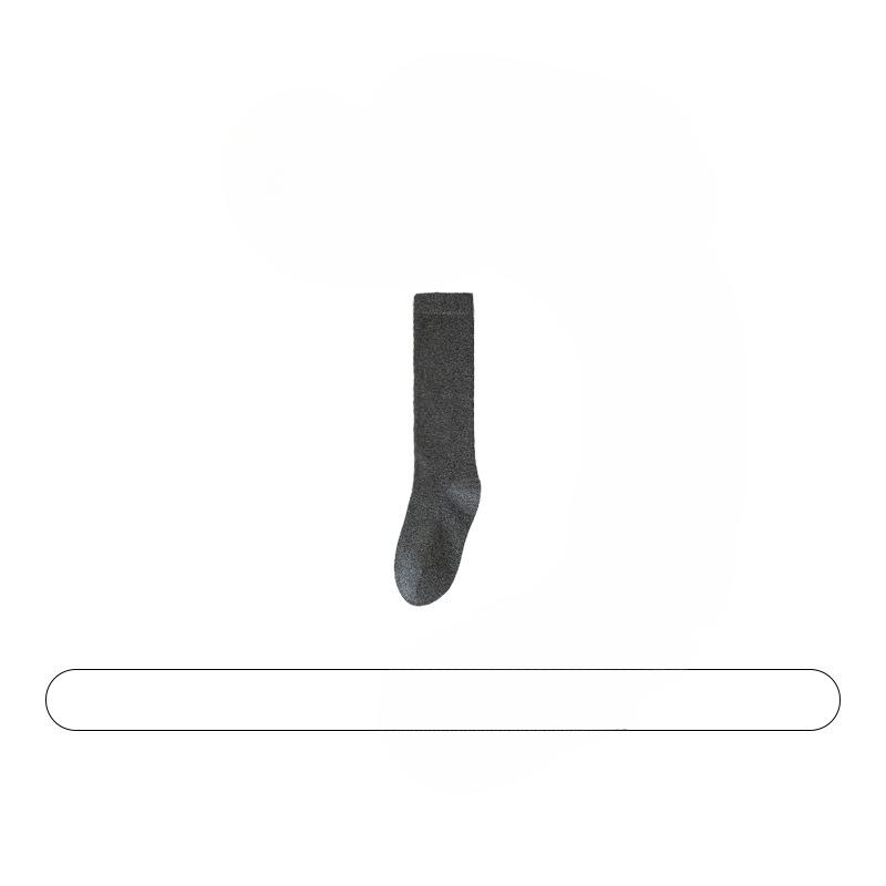 Female Spring and Summer Pure Color Boneless Thin Breathable Long Leg Pile Socks