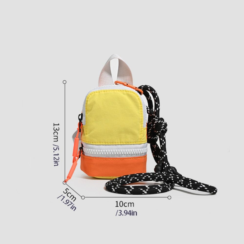Color-blocked Mini Backpack Coin Purse Colorful Canvas Coin Bag Earphone Storage Bag Daily
