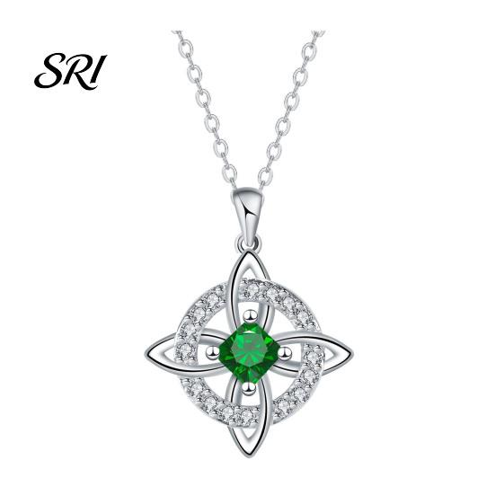 Witch Knot Necklace Celtic Witches Birthstone Sparkling Symbol Birth Month Stone Wiccan Spiritual Jewelry Gift for Women Mom Wife Girlfriend