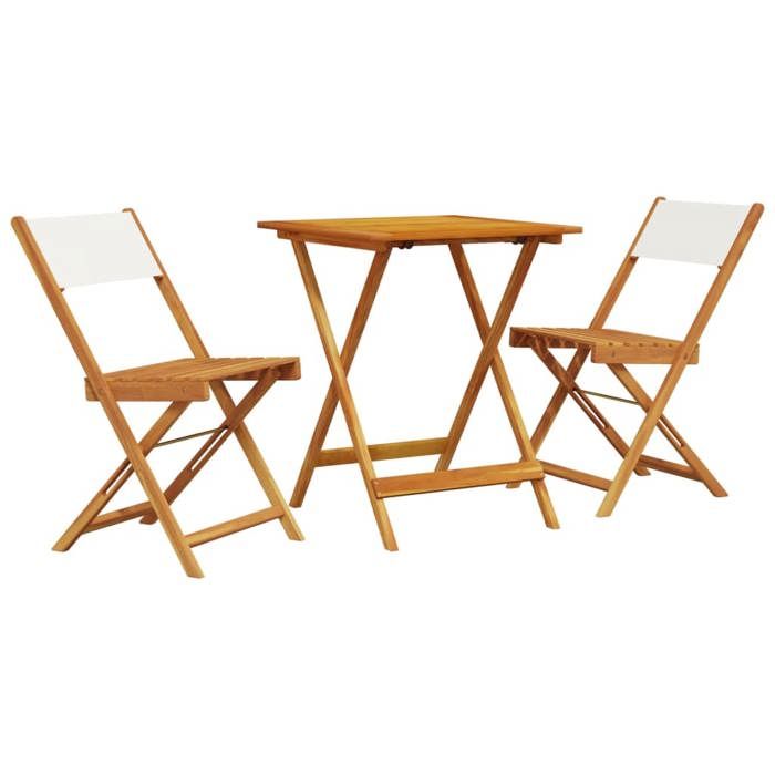 VidaXL 3-piece Bistro Set Cream White Fabric and Solid Wood, Garden Bistro Set, Balcony Set, Set 3281760