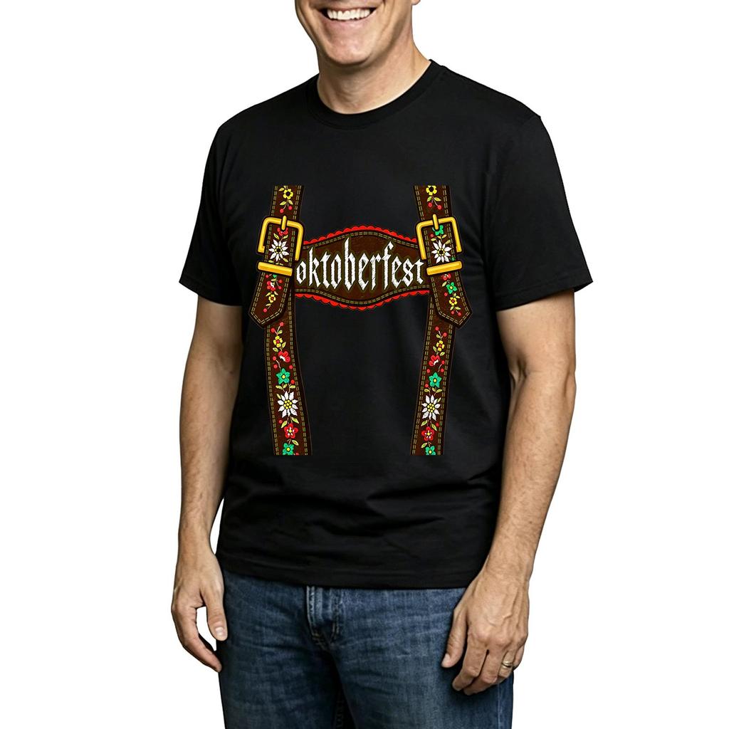 Men's Casual Printed Neck Short Sleeve T-Shirt, Lightweight and Breathable