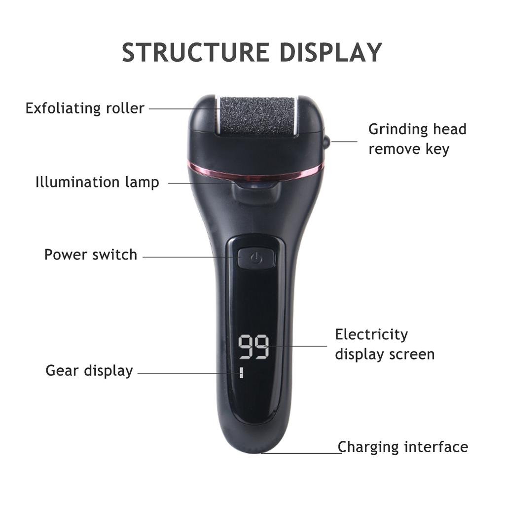 Electric Rechargeable Foot Grinder Digital Display Callus Remover Feet Pedicure Tools Set Remove