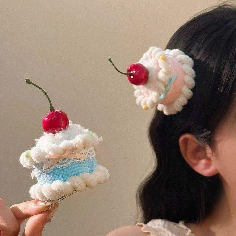 Plush Cherry Hairpin Cupcake Shape Mini Top Hat Cute Party Headdress Gift