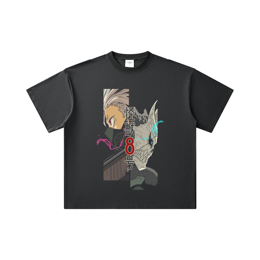 260 GSM Double Yarn 32 Count 100% Cotton Kaiju No 8 V17 Print Unisex Heavy Cotton T Shirt