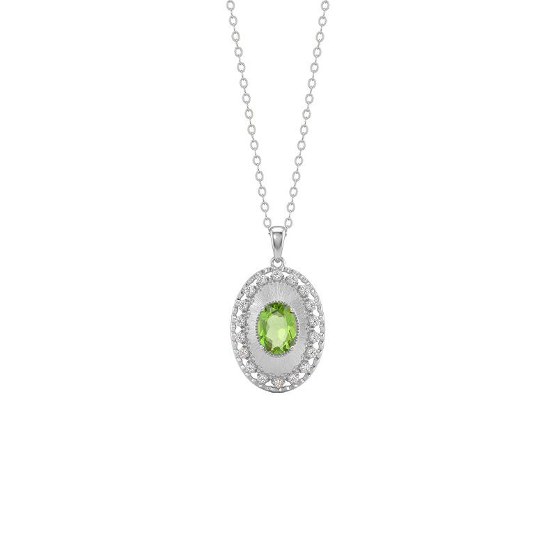 S925 Sterling Silver Natural Amethyst Citrine Necklace Female Brushed Craft Gemstone Pendant Court Style Clavicle Chain