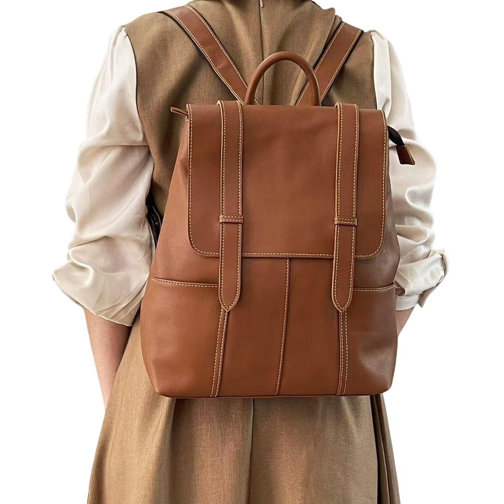 Leather Women'S Bag Backpack Fashion Black Cowhide Casual Travel Backpack Bag