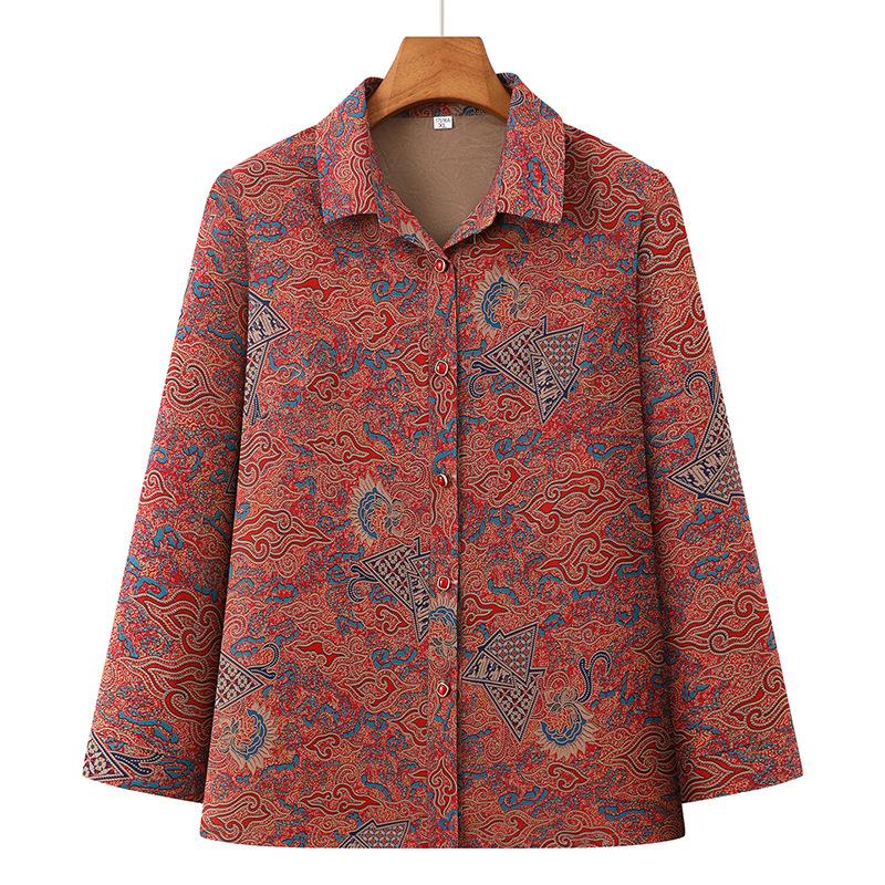 

Grandma-Style Lightweight Lapel Cardigan for Middle-Aged and Elderly Women 5XL (for 145-160 jin) червоний