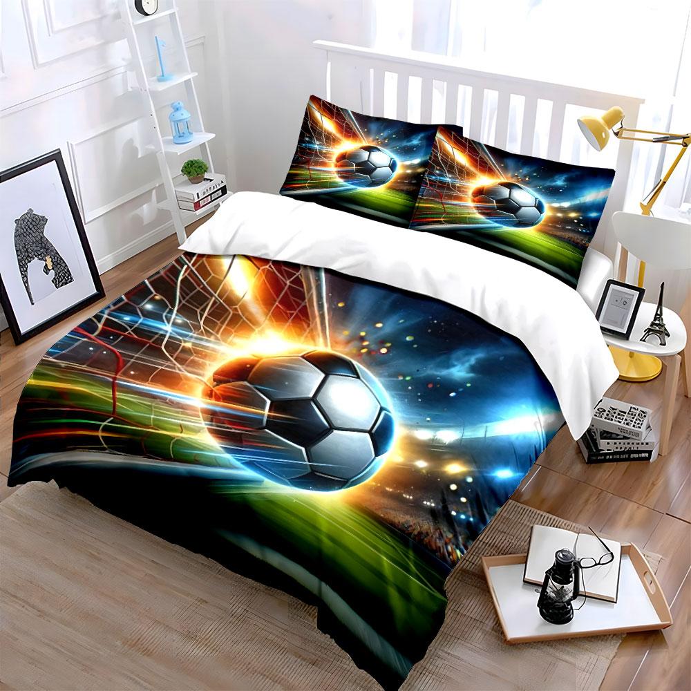 Soccer ball with net. Bedding sets Duvet cover sets Duvet covers Pillowcases(1*Duvet Cover 2*Pillowcases without duvet insert)