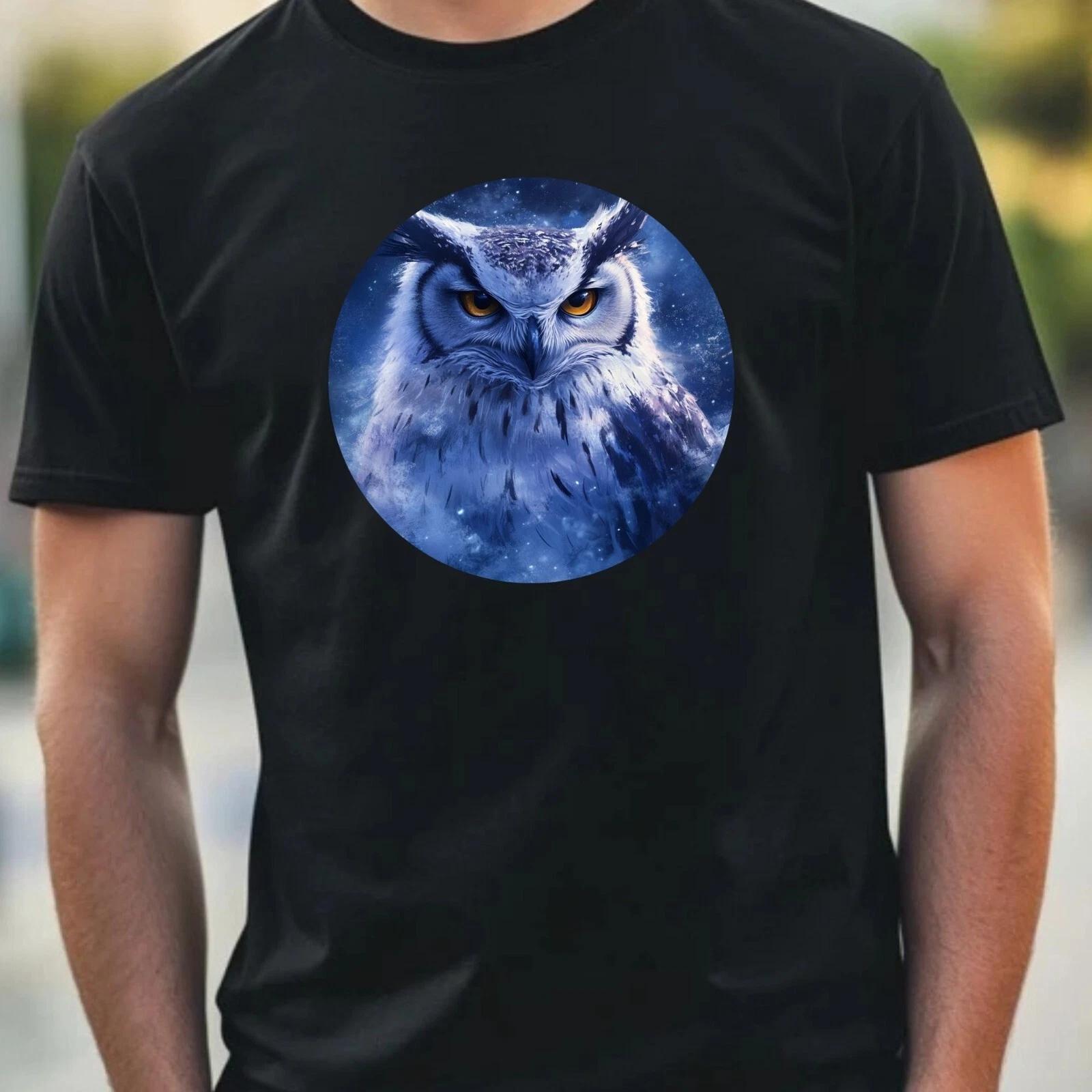 T-Shirt Herren Eule Portrait Motiv Baumwolle Größe XS bis 5XL S