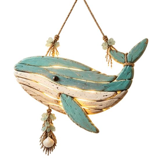 Easy To Install Wall Lamp Coastal Fish Pendant with Light, Fish/Turtle/Jellyfish/Dolphin/Octopus/Whale Shape, Resin Ocean Sconce Light Themed