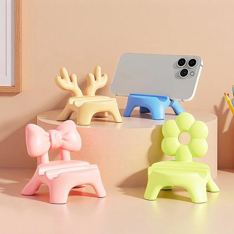 1Pc Dopamine Color Creative Stool Phone Stand, Desktop Office Desk Fun Decor, Tablet Support Holder, Photo Frame Stand