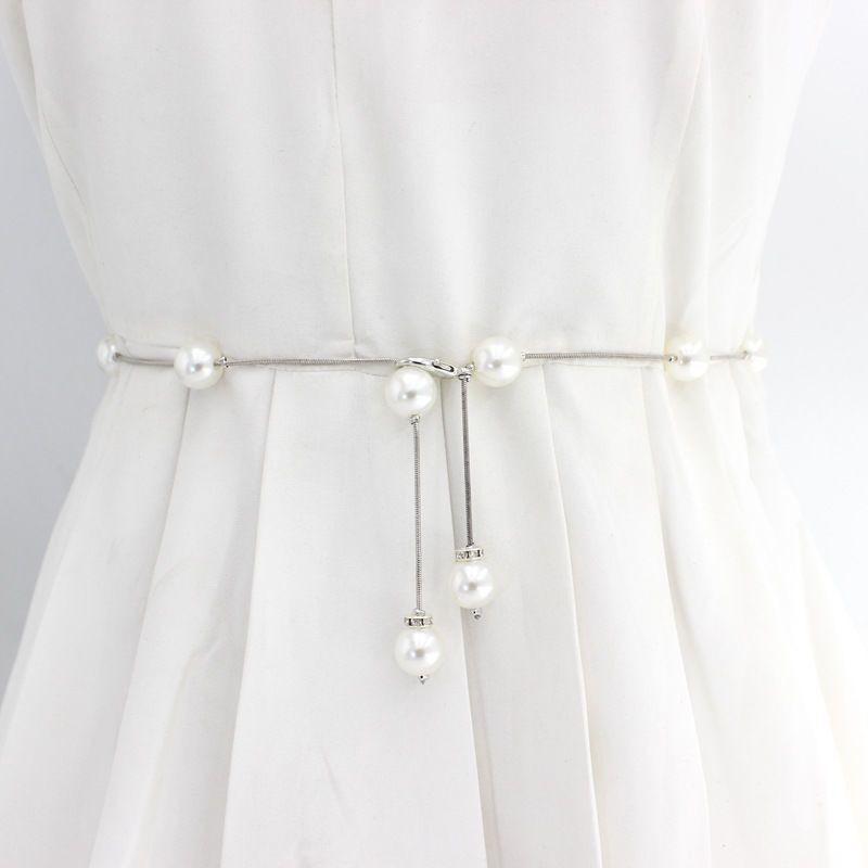 Stylish Pearl Waist Chain For Decorative Dresses Featuring Delicate Butterfly Accents And Rhinestones