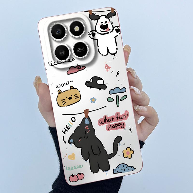 Case For Honor X7d Cute Panda Sweet Girls Cats Liquid Silicone Soft Back Cover For Honor 400 Smart 5G Bumper Protective Casing