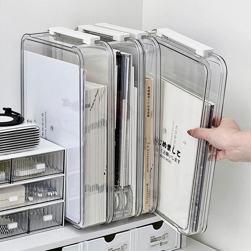 Paper Organizer Stackable Storage Box Transparent Desktop Storage Document Certificate Important Storage Box