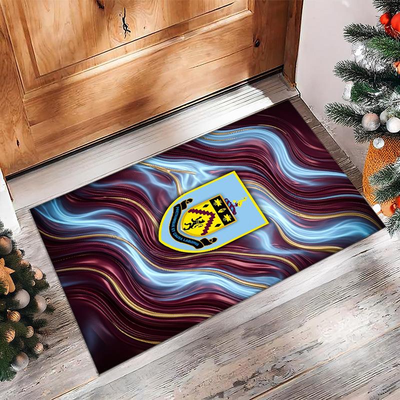 Burnley Football Print Crystal Velvet Rug, Comfortable Water Absorbent Non Slip Indoor Floor Carpet