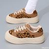 2025 Spring New Breathable Leopard Pattern Low Cut Casual Thick Soled Board Shoes with Soft Sponge Cake Shoes Zapatos De Mujer