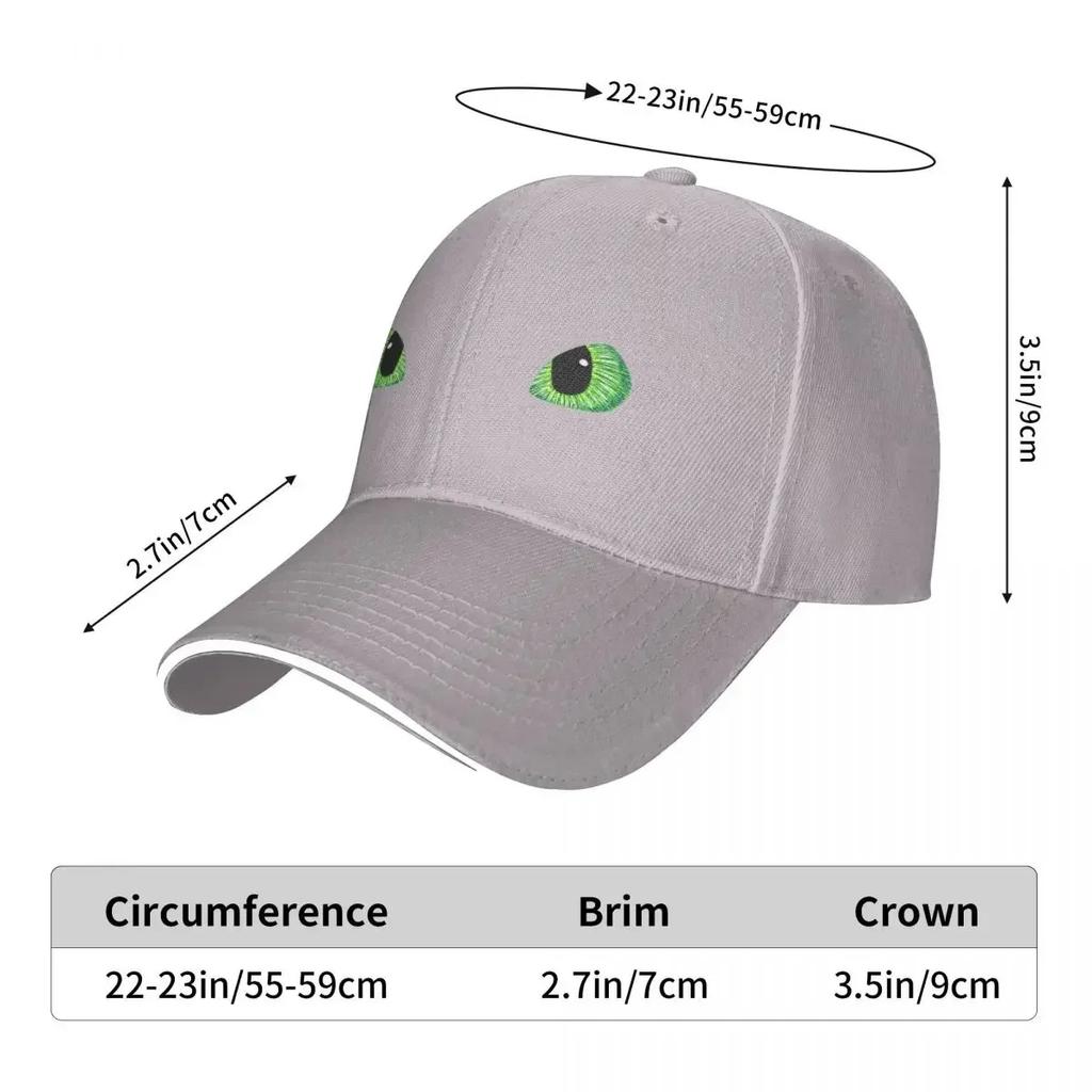 Green Toothless Dragon Eyes Drawing Baseball Caps Snapback Fashion Baseball Hats Breathable Casual Outdoor For Men's And Women's