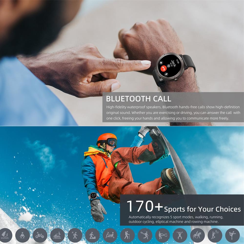 HD Screen Health GPS Sports Smart Watches Fitness Sleep Compass Watch 5ATM Waterproof Smartwatch Men Lady Blue Tooth Call