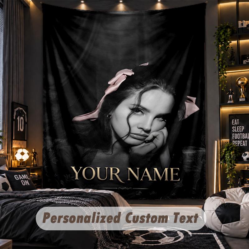 Personalisierte Wandtapisserie, Lana Del Rey Individuell Bedruckter Name, Stoff-Wandkunst für Innenraum-Hintergrund