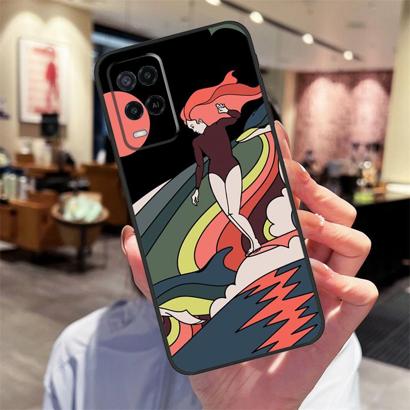 Surfboard Surfing Surf Girl Case For Oppo A94 A54 A40 A60 A80 A98 A78 A18 A38 A58 A16 A76 A96 A17 A77 A74 A57S A15 Cover