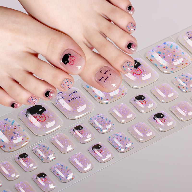 Popular Style New 3D Waterproof Nail Sticker Plastic UV Free Nail Wraps Toe Wraps