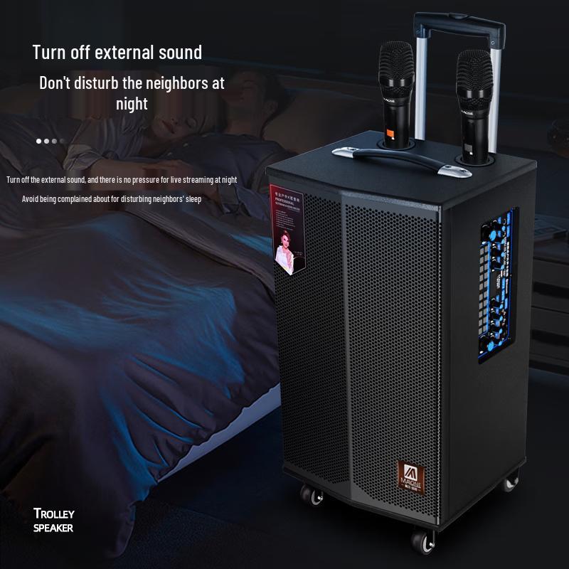 MALONE Portable Trolley Karaoke Bluetooth Speaker with Dual Microphones (CN version)