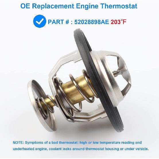 Thermostat Compatible With Chrysler Dodge Jeep Ram 5.7L 6.1 6.4L Hemi SRT8 203℉ - Ram 1500 2500 3500, 300 300C Challenger Charger Durango Magnum