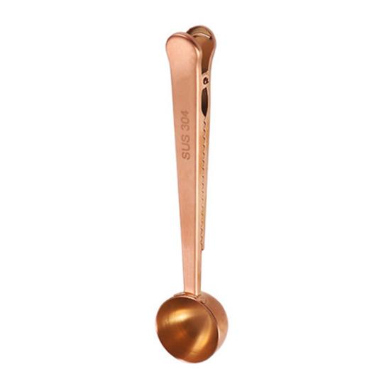 2-in-1 Stainless Steel Coffee Scoop Bag Sealer Measuring Spoon with Built-In Clip Rust-Proof Dishwasher Safe Kitchen Essential for Coffee Milk Powder